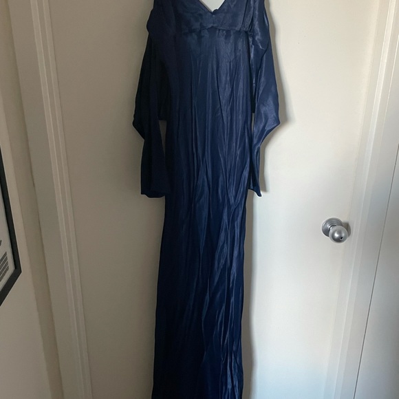 SomethingNavy Shoulder Tie Silky Maxi Dress with Sleeves - Picture 7 of 7